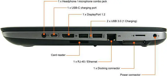Alt view image 4 of 8 - HP ProBook 640 G2 Laptop Intel Core i5 6th Gen 6300U (2.40 GHz) 8 GB Memory 256 GB SSD Intel HD Graphics 520 14.0" Windows 10 Pro 64-bit Grade A