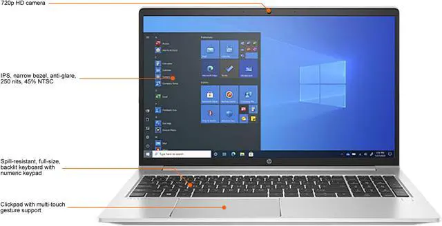 Alt view image 3 of 3 - HP Laptop ProBook 455 G8 AMD Ryzen 5 5600U 16GB Memory 256 GB PCIe SSD AMD Radeon Graphics 15.6" Non-Touch Screen Windows 10 Pro 64-bit 38X52UT#ABA