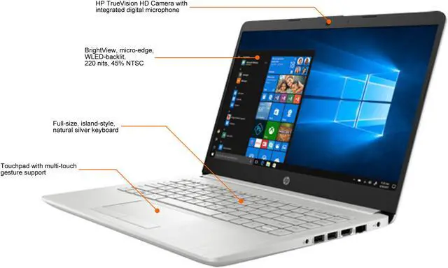 Alt view image 4 of 10 - HP Laptop AMD Athlon Gold 3150U 4GB Memory 128 GB SSD AMD Radeon Graphics 14.0" Non-Touch Screen Windows 10 in S mode 14-dk1020nr