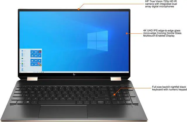 Alt view image 3 of 4 - HP Spectre x360 15-eb1043dx Intel Core i7 11th Gen 1165G7 (2.80 GHz) 16 GB Memory 512 GB PCIe SSD 32 GB Optane Memory 15.6" Touchscreen 3840 x 2160 Convertible 2-in-1 Laptop Windows 10 Home 64-bit