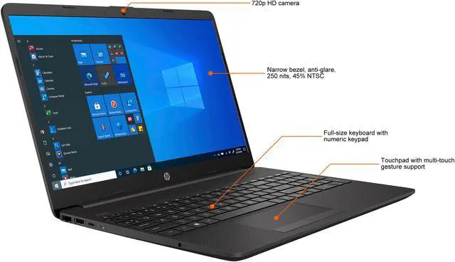 Alt view image 3 of 3 - HP Laptop 255 G8 AMD Athlon Silver 3050U 8GB Memory 256 GB PCIe SSD AMD Radeon Graphics 15.6" Non-Touch Screen Windows 10 Pro 64-bit 2Q0G5UT#ABA