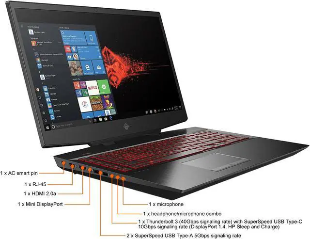 Alt view image 5 of 7 - HP OMEN - 17.3" GeForce RTX 2060 - Intel Core i7-10750H  - 16GB Memory - 512 GB PCIe SSD - Windows 10 Home 64-bit - Gaming Laptop - 144 Hz IPS (17-cb1097nr )