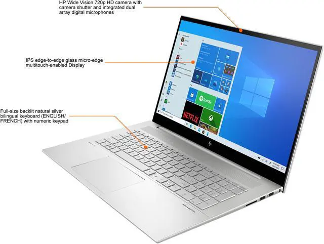 Alt view image 5 of 8 - HP Laptop ENVY Intel Core i7-1165G7 16GB Memory 1 TB PCIe SSD Intel Iris Xe Graphics 17.3" Touch Screen Windows 10 Home 64-bit 17-ch0003ca