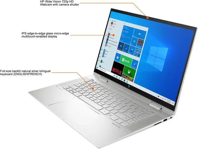 Alt view image 4 of 17 - HP ENVY x360 Intel Core i5-1135G7 8GB Memory 1 TB PCIe SSD Intel Iris Xe Graphics 15.6" Touch Screen 1920 x 1080 Convertible 2-in-1 Laptop Windows 10 Home 64-bit 15-es0008ca