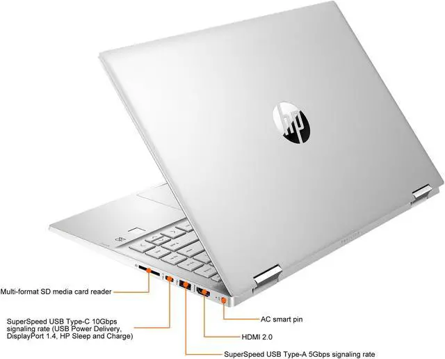 Alt view image 9 of 9 - HP Pavilion x360 Intel Core i5-1135G7 16GB Memory 512 GB PCIe SSD Intel Iris Xe Graphics 14.0" Touch Screen 1920 x 1080 Convertible 2-in-1 Laptop Windows 11 Home 64-bit 14-dw1095cl