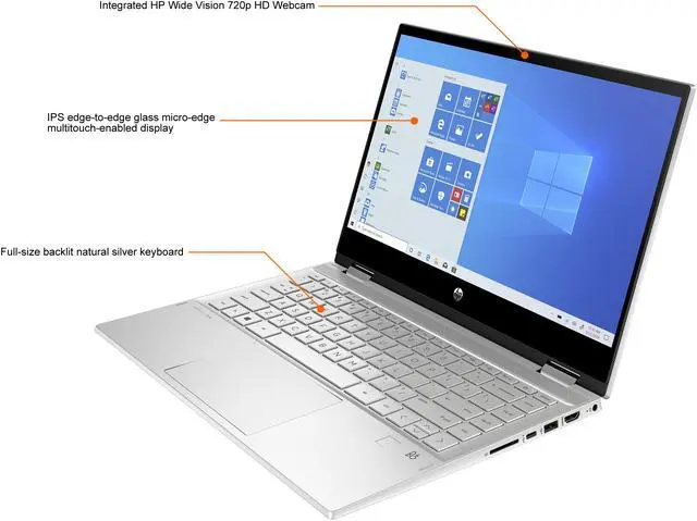 Alt view image 2 of 9 - HP Pavilion x360 Intel Core i5-1135G7 16GB Memory 512 GB PCIe SSD Intel Iris Xe Graphics 14.0" Touch Screen 1920 x 1080 Convertible 2-in-1 Laptop Windows 11 Home 64-bit 14-dw1095cl