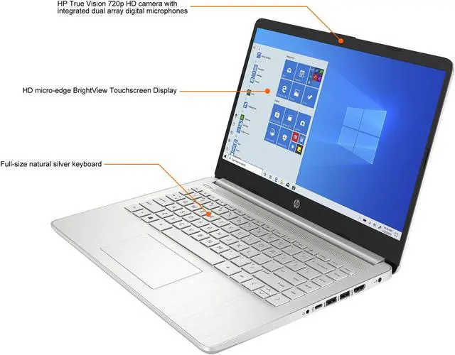 Alt view image 4 of 8 - HP Laptop AMD 3020e 4GB Memory 64 GB eMMC SSD AMD Radeon Graphics 14.0" Touch Screen Windows 10 in S mode 14-fq0032od