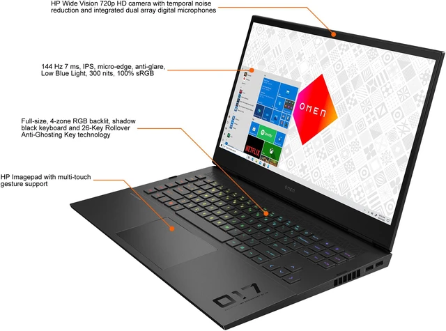 Alt view image 4 of 10 - HP OMEN - 17.3" FHD 144 Hz - Intel Core i7-12700H - GeForce RTX 3060 Laptop GPU - 16GB Memory DDR5 4800 - 512GB PCIe SSD - Windows 11 Home 64-bit (63S74UA#ABA )
