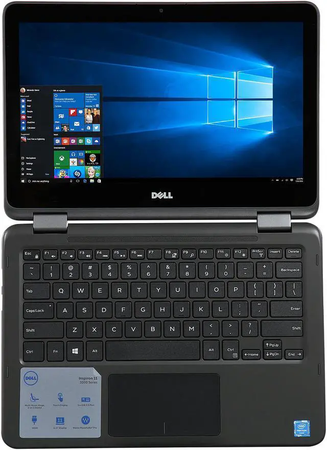 Alt view image 7 of 9 - DELL Inspiron Intel Pentium N3710 4GB Memory 500GB HDD Intel HD Graphics 11.6" Touch Screen 1366 x 768 Convertible 2-in-1 Laptop Windows 10 Home 64-Bit i3168-3272GRY