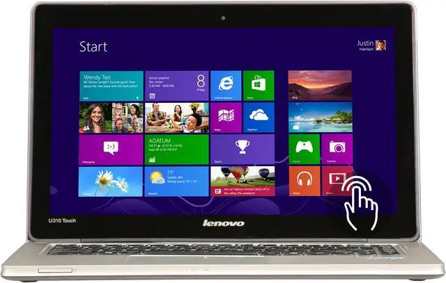 Alt view image 2 of 8 - Lenovo IdeaPad U310 Intel Core i5 8GB 500GB HDD 24GB SSD 13.3" Touchscreen Ultrabook Graphite Gray (59381114)