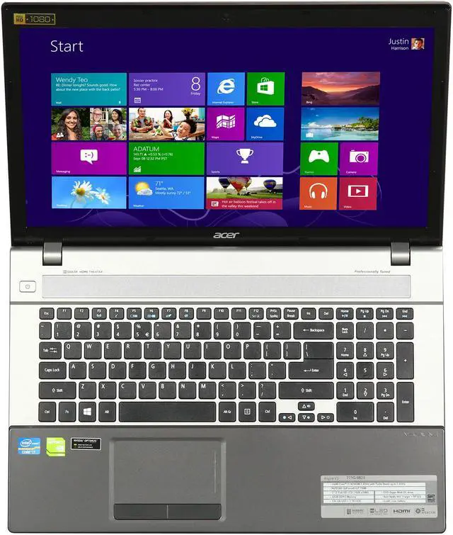 Alt view image 6 of 8 - Acer Laptop Aspire Intel Core i7-3630QM 12GB Memory 1TB HDD 128 GB SSD NVIDIA GeForce GT 730M 17.3" Windows 8 V3-771G-9823