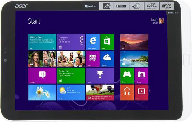 Alt view image 2 of 7 - Acer Iconia Tab W Series W3-810-1600 2GB DDR2 Memory 8.1" 1280 x 800 Tablet Windows 8 White