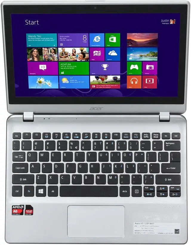 Alt view image 6 of 8 - Acer Laptop Aspire AMD A6-1450 6GB Memory 500GB HDD AMD Radeon HD 8250 11.6" Touch Screen Windows 8 V5-122P-0637