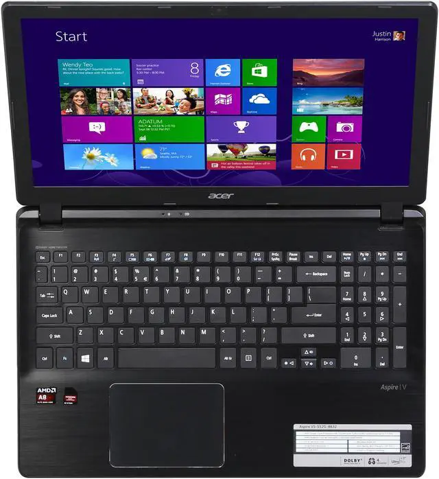 Alt view image 6 of 8 - Acer Laptop Aspire AMD A8-5557M 4GB Memory 500GB HDD AMD Radeon HD 8750M 15.6" Windows 8 64-Bit V5-552G-8632