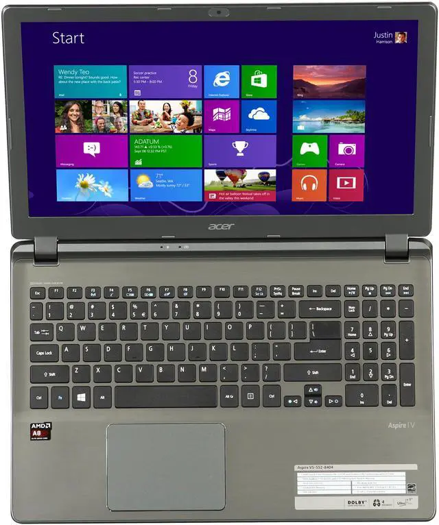 Alt view image 6 of 8 - Acer Laptop AMD A8-5557M 4GB Memory 500GB HDD AMD Radeon HD 8550G 15.6" Windows 8 V5-552-8404