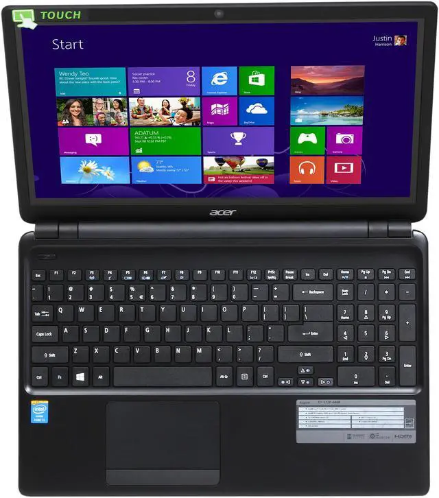 Alt view image 6 of 8 - Acer Laptop Intel Core i3-4010U 4GB Memory 500GB HDD Intel HD Graphics 4400 15.6" Touch Screen Windows 8.1 E1-572P-6468