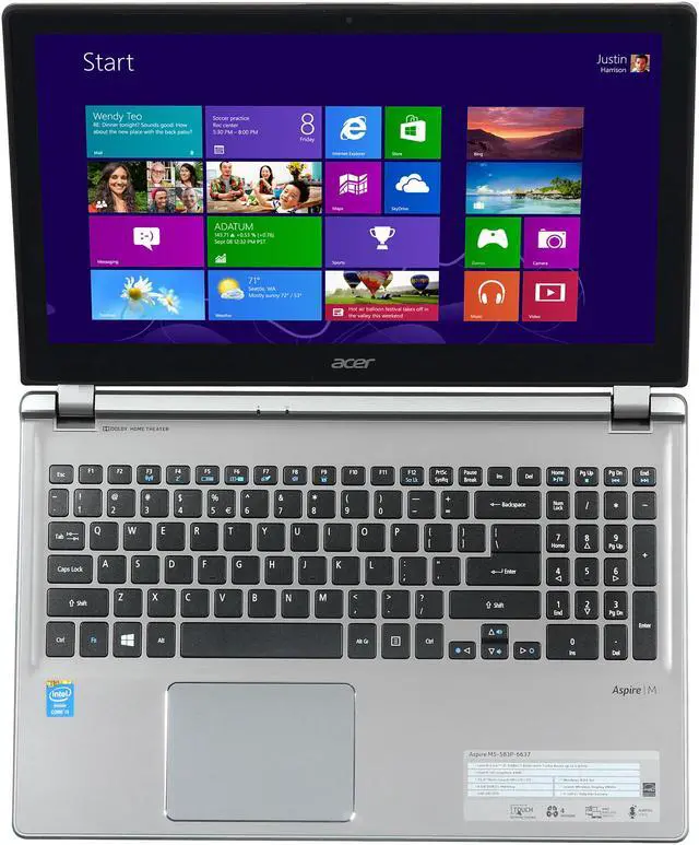 Alt view image 6 of 8 - Acer Aspire M5-583P-6637 (same as M5-583P-6428) 15.6in Touchscreen Notebook Intel Core i5-4200U 1.6GHz 6GB RAM 500GB HDD Backlit Keyboard Windows 8