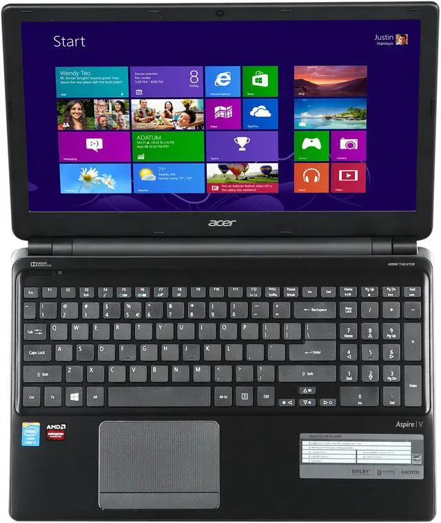 Alt view image 6 of 8 - Acer Laptop Aspire Intel Core i5-4200U 6GB Memory 500GB HDD AMD Radeon R7 M265 2 GB 15.6" Windows 8.1 V5-561G-6407