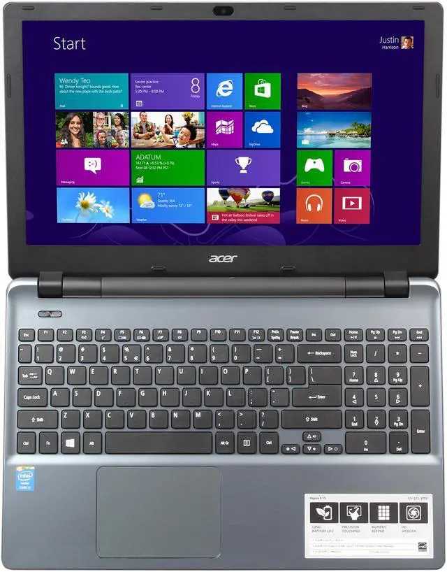Alt view image 6 of 8 - Acer Laptop Aspire Intel Core i3-4030U 4GB Memory 500GB HDD Intel HD Graphics 4400 15.6" Non-Touch Screen Windows 8.1 E5-571-37SY