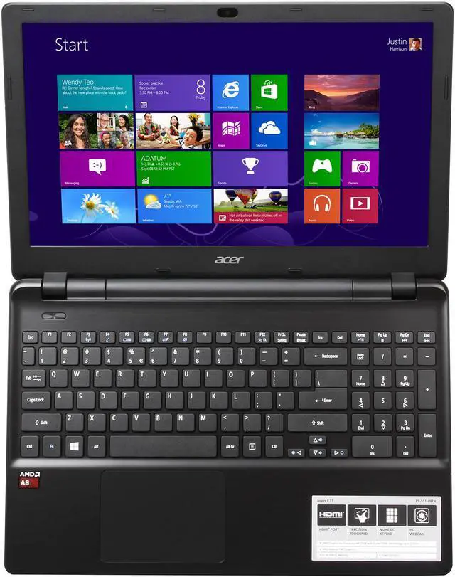 Alt view image 6 of 8 - Acer Laptop AMD A8-7100 6GB Memory 1TB HDD AMD Radeon R5 Series 15.6" Non-Touch Screen Windows 8.1 64-Bit E5-551-89TN