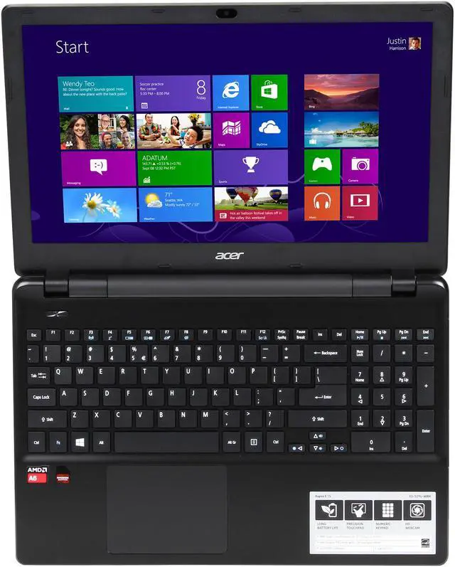 Alt view image 6 of 8 - Acer Laptop AMD A6-6310 4GB Memory 500GB HDD AMD Radeon R5 M240 15.6" Non-Touch Screen Windows 8.1 64-Bit E5-521G-60BX