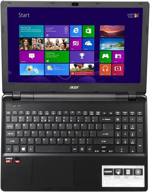 Alt view image 6 of 8 - Acer Laptop AMD A10-7300 8GB Memory 1TB HDD AMD Radeon R7 M265 15.6" Non-Touch Screen Windows 8.1 64-Bit E5-551G-T0JN