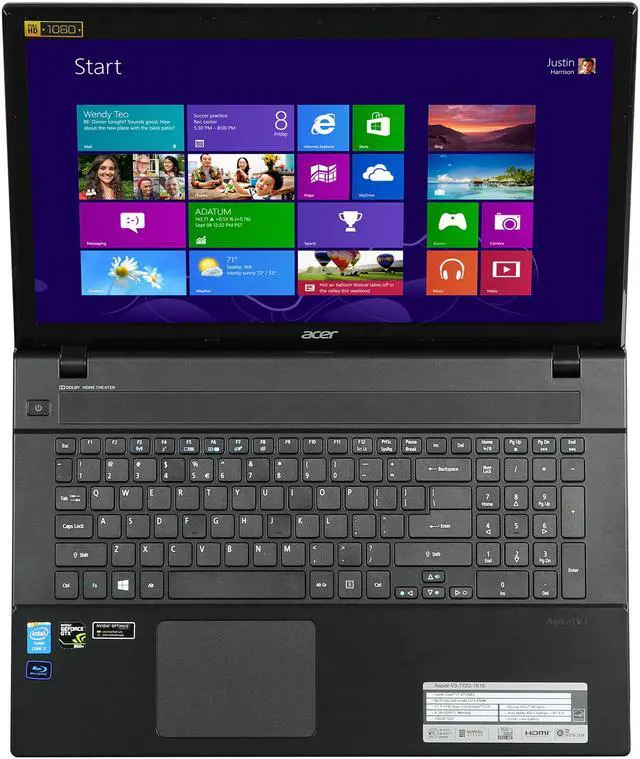 Alt view image 6 of 8 - Acer Aspire - 17.3" NVIDIA GeForce GTX 850M - Intel Core i7-4712MQ - 8GB Memory - 256 GB SSD - Windows 8.1 64-Bit - Gaming Laptop - (V3-772G-7616 )