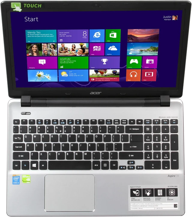 Alt view image 6 of 8 - Acer 15.6" Intel Core i5-4210U 8GB Memory Windows 8.1 64-Bit V3-572PG-50X5