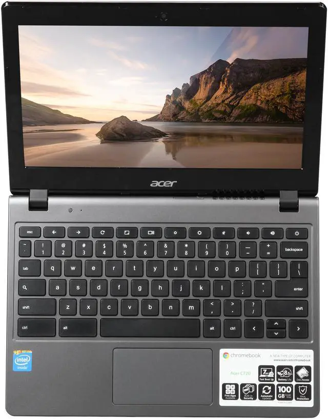 Alt view image 6 of 8 - Acer Chromebook Intel Celeron 2955U 2GB Memory 16 GB SSD 11.6" Non-Touch Screen Chrome OS C720-2827