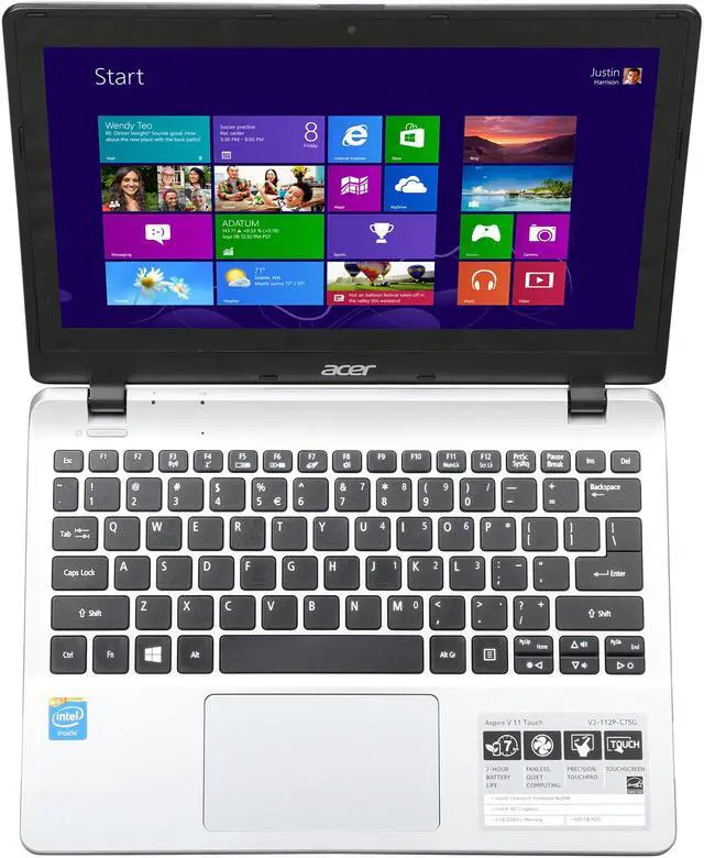 Alt view image 6 of 8 - Acer Aspire 11.6" Intel Celeron N2840 4GB Memory Windows 8.1 V3-112P-C7SG