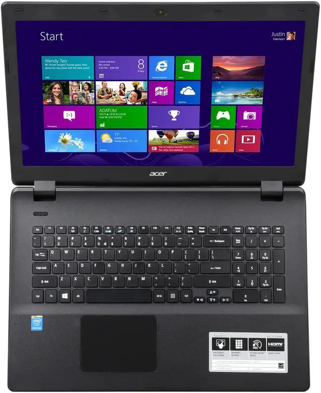Alt view image 6 of 8 - Acer Laptop Aspire Intel Pentium N3540 4GB Memory 500GB HDD Intel HD Graphics 17.3" Non-Touch Screen Windows 8.1 ES1-711-P3YR