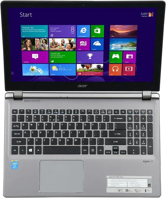 Alt view image 6 of 8 - Acer Aspire M5-583P-6423 15.6” HD Touchscreen Notebook with Intel Core i5-4200U Processor, 6GB DDR3 Memory, 500GB HDD Storage