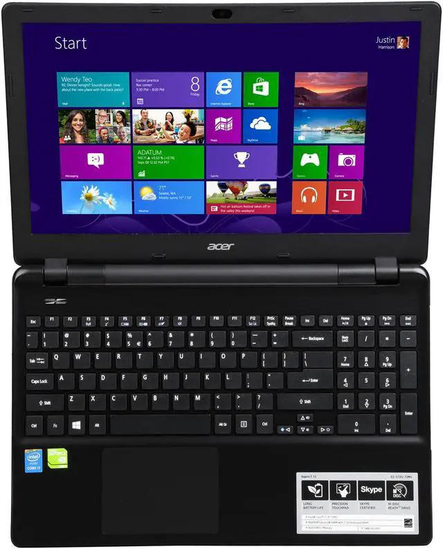 Alt view image 6 of 8 - Acer Laptop Aspire Intel Core i7-4712MQ 8GB Memory 1TB HDD NVIDIA GeForce 940M 15.6" Non-Touch Screen Windows 8.1 E5-572G-72M5