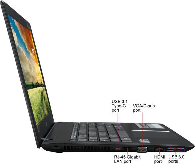 Alt view image 4 of 8 - Acer 15.6" FHD E5-575G-57A4 7th Gen Intel Core i5 7200U NVIDIA GeForce GTX 950M 8 GB DDR4 Memory 256 GB SSD 1 TB HDD Windows 10 Home 64-Bit Gaming Laptop - "ONLY @ NEWEGG"