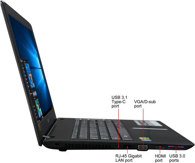 Alt view image 4 of 8 - Acer Laptop Aspire E5-575G-728Q Intel Core i7 7th Gen 7500U (2.70 GHz) 8 GB DDR4 Memory 1 TB HDD 256 GB SSD NVIDIA GeForce 940MX 15.6" Windows 10 Home 64-Bit ONLY @ NEWEGG