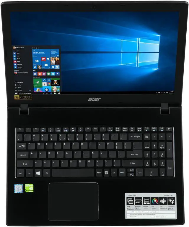 Alt view image 6 of 8 - Acer Laptop Aspire E5-575G-728Q Intel Core i7 7th Gen 7500U (2.70 GHz) 8 GB DDR4 Memory 1 TB HDD 256 GB SSD NVIDIA GeForce 940MX 15.6" Windows 10 Home 64-Bit ONLY @ NEWEGG