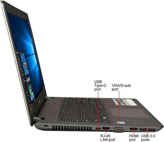 Alt view image 4 of 8 - Acer Laptop Aspire Intel Core i5-7200U 8GB Memory 256 GB SSD Intel HD Graphics 620 15.6" Non-Touch Screen Windows 10 Home F5-573-55LV