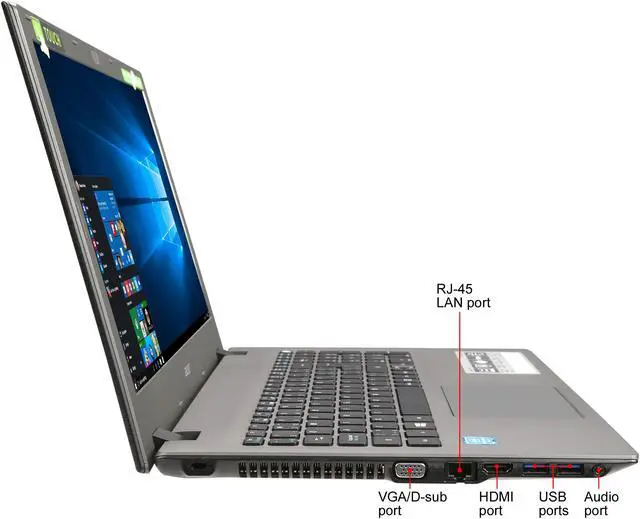 Alt view image 4 of 8 - Acer Laptop Aspire E Intel Pentium 3556U 4GB Memory 1TB HDD 15.6" Windows 10 E5-573T-P674