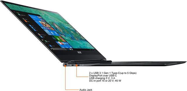 Alt view image 11 of 14 - Acer Swift 7 SF714-51T-M871 14" Touchscreen LCD Notebook - Intel Core i7 (7th Gen) i7-7Y75 Dual-core (2 Core) 1.30 GHz - 8 GB LPDDR3 - 256 GB SSD - Windows 10 Pro 64-bit - 1920 x 1080 - In-plane Switching (IPS) Technology, CineCrystal