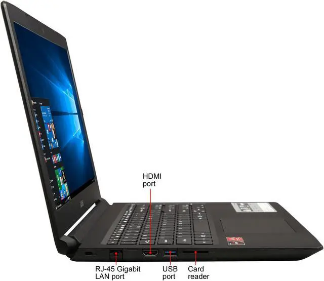 Alt view image 4 of 8 - Acer Grade A Laptop Aspire 3 AMD Ryzen 5 2500U 8GB Memory 256 GB SSD AMD Radeon Vega 8 15.6" Non-Touch Screen Windows 10 Home 64-bit A315-41-R98U
