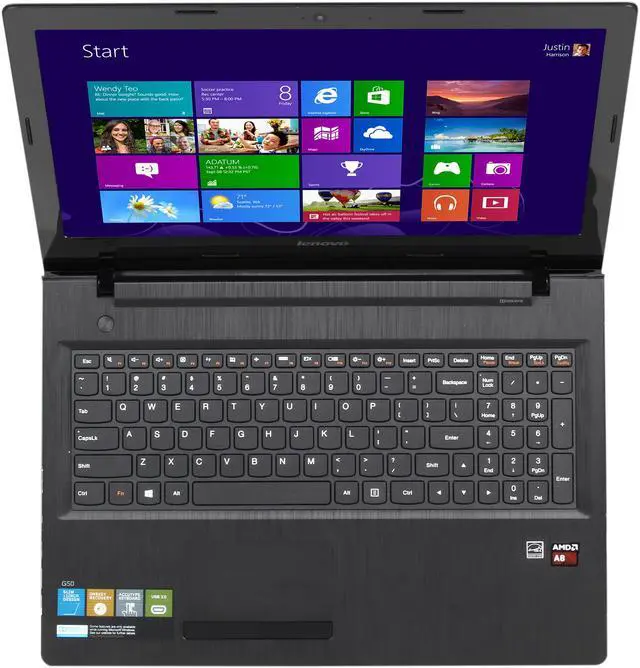 Alt view image 6 of 8 - Lenovo Laptop AMD A8-6410 6GB Memory 1TB HDD AMD Radeon R5 Series 15.6" Non-Touch Screen Windows 8.1 G50-45 (80E3005NUS)