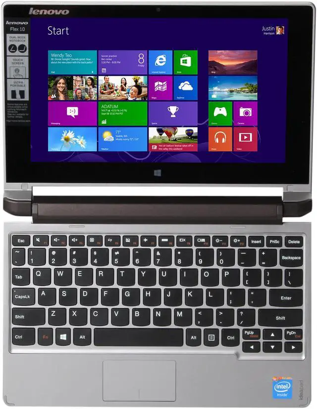 Alt view image 6 of 8 - Lenovo Convertible Notebook Intel Celeron N2810 2GB Memory 500GB HDD Intel HD Graphics 10.1" Touch Screen Windows 8.1 Flex 10 (59420879)