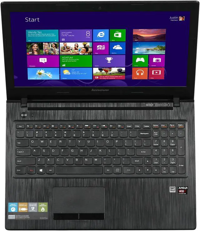 Alt view image 6 of 8 - Lenovo G505s 15.6” Notebook with Quad Core AMD A10-5750M APU 2.50Ghz, 6GB DDR3 Memory, 1TB HDD, HD 720P Webcam, Bluetooth 4.0, HDMI Out, DVDRW Super Multi, Radeon HD 8650G, Windows 8.1
