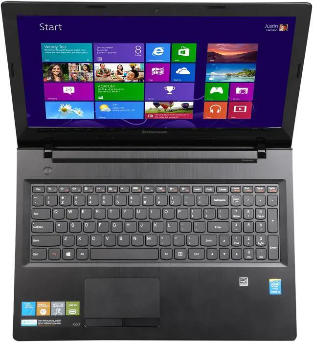 Alt view image 6 of 8 - Lenovo G50 15.6" Certified Refurbished Notebook Intel Core i5 4210U 1.70GHz (2.70GHz Turbo), 8GB Memory, 500GB HDD, DVDRW, Intel HD Graphics 4400, Windows 8.1 64-Bit