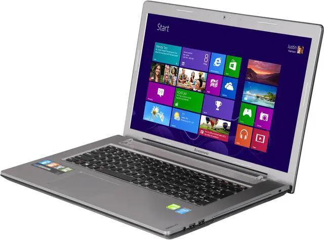 Main image of Lenovo Z710 (59421370) 17.3” Notebook with Quad Core Intel Core i7 4710MQ 2.50GHz (3.50Ghz Turbo), 16GB Memory, 1TB HDD + 8GB SSD, NVIDIA GeForce GT 745M, Blu-Ray Ultrabay, Windows 8.1