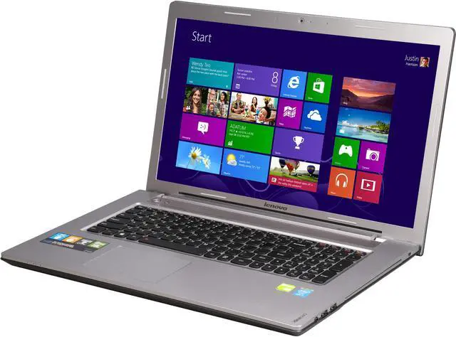 Main image of Lenovo 17.3" Full HD Notebook with Intel Core i7-4710MQ 2.50GHz (3.50GHz Turbo), 16GB Memory, 1TB + 8GB SSHD, GeForce GT 745M, Blu-Ray Ultrabay, Windows 8.1 64 Bit