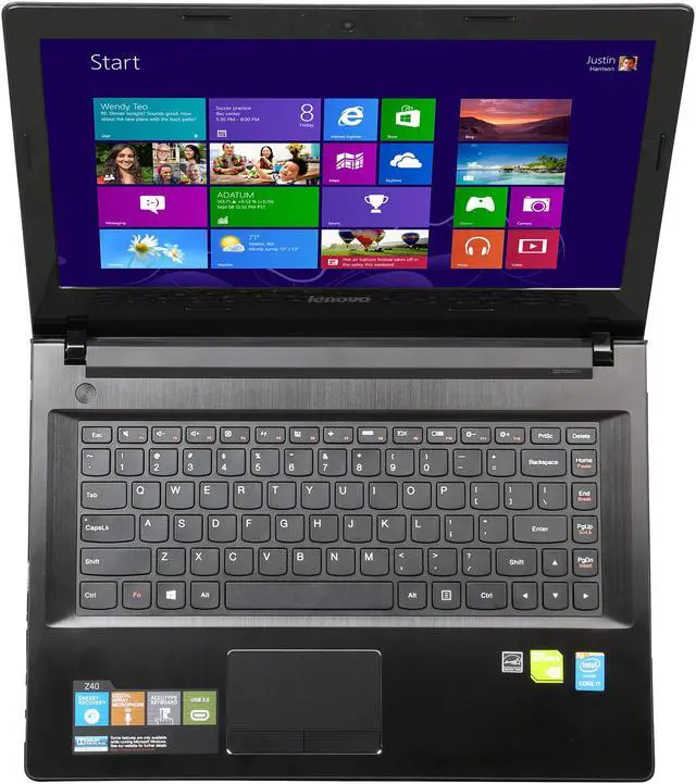 Alt view image 6 of 8 - Lenovo Z40 14.0” Full HD Notebook with Intel Core i7-4510U 2.0Ghz (3.10Ghz Turbo), 8GB Memory, 500GB HDD + 8GB SSD, NVidia GeForce GT820M 2GB, DVD±RW, Windows 8.1 64 Bit