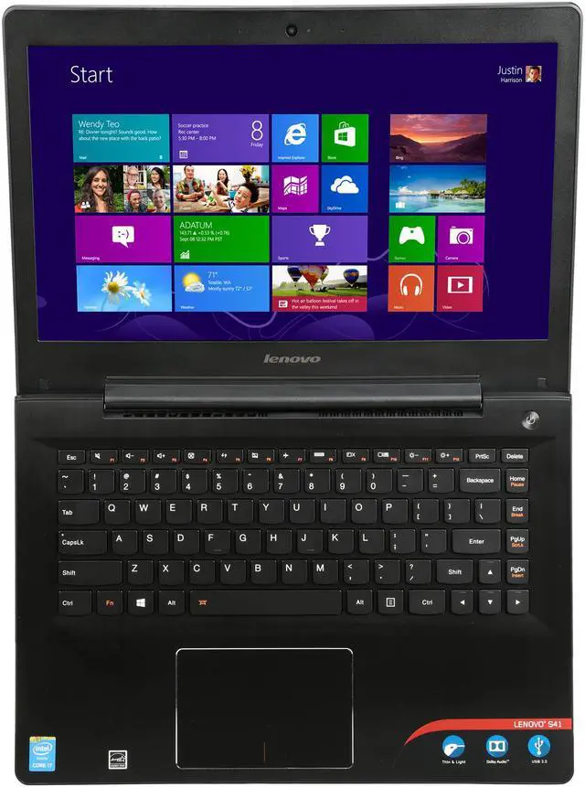 Alt view image 6 of 8 - Lenovo S41-70 80JU000VUS 14" Notebook - Intel Core i7 i7-5500U Dual-core (2 Core) 2.40 GHz