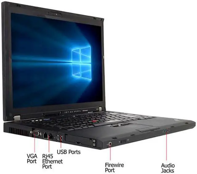 Alt view image 2 of 4 - Lenovo Grade A  Laptop T400 Intel Core 2 Duo P8400 (2.26 GHz) 4 GB Memory 160 GB HDD 14.1" Windows 7 Professional 64-Bit