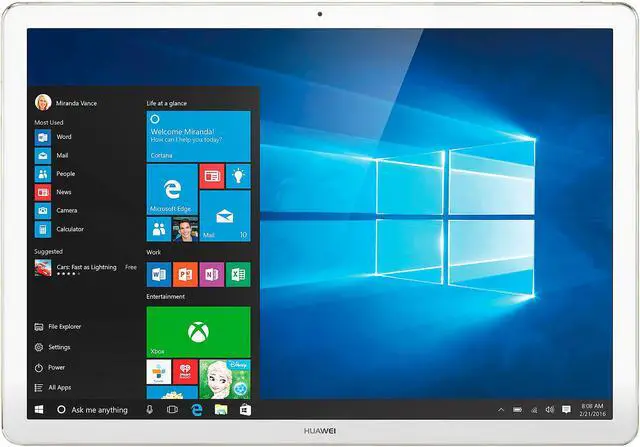 Alt view image 10 of 19 - Huawei MateBook HZ-W19 Intel Core M5 6Y54 (1.10 GHz) 8 GB Memory 512 GB SSD 12" Touchscreen 2160 x 1440 2-in-1 Laptop Windows 10 Home - Keyboard Sold Separately